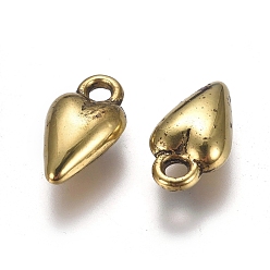 Antique Golden CCB Plastic Pendants, Heart Charms, Antique Golden, 13x7x4mm, Hole: 2mm