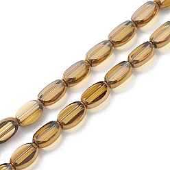 Brun Perles en verre electroplate, placage d'or, ovale, brun, 7x4x3mm, Trou: 1mm, Environ 50 pcs/chapelet, 13.31'' (33.8 cm)