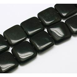 Obsidienne Naturelles perles carrés obsidienne brins, perles plates, 20x20x6mm, Trou: 1mm, Environ 20 pcs/chapelet, 15.74 pouce