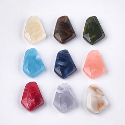 Mixed Color Acrylic Beads, Imitation Gemstone Style, Pentagon, Mixed Color, 25.5x18x7mm, Hole: 1.5mm