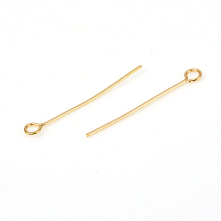 Golden 304 Stainless Steel Eye Pins, Golden, 25mm, Hole: 2mm, Pin: 0.6mm