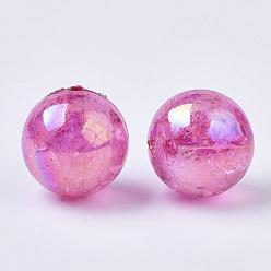 Rose Foncé Couleur ab crépitement transparente acrylique perles rondes, rose foncé, 20mm, trou: 2.5 mm, environ 108 pcs / 500 g