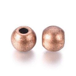 Red Copper Tibetan Style European Beads, Antique Silver, Cadmium Free & Nickel Free & Lead Free, Red Copper, 12x14mm, Hole: 5mm