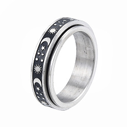 Нержавеющая Сталь Цвет 201 планетарное вращающееся кольцо из нержавеющей стали, Успокаивающее беспокойство, медитация, кольцо-спиннер для женщин, цвет нержавеющей стали, внутренний диаметр: 17 мм