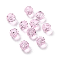 Rose Nacré Verre imitation perles de cristal autrichien, facette, ronde, perle rose, 8mm, Trou: 1mm
