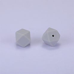 Blanc Fumé Perles de silicone hexagonales, perles à mâcher pour les jouets de dentition, Diy soins infirmiers colliers faisant, fumée blanche, 23x17.5x23mm, Trou: 2.5mm