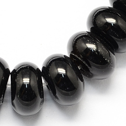 Negro Hebras de cuentas de ónix negro natural teñido, rondelle en forma, negro, 6x4 mm, agujero: 1 mm, sobre 99 unidades / cadena, 15.7 pulgada