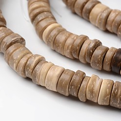 BurlyWood Dyed Natural Coconut Disc Bead Strands, BurlyWood, 9x2~6mm, Hole: 3mm, about 108pcs/strand, 15.7 inch