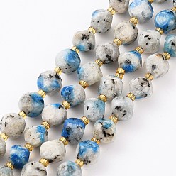 K2 Pierre Brins de perles en pierre naturelle k 2, avec des perles de rocaille, dés célestes à six faces, facette, 8~8.5x8~8.5mm, Trou: 1mm, Environ 40 pcs/chapelet, 15.75 pouce (40 cm)
