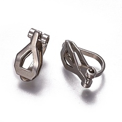 Stainless Steel Color Brass Clip-on Earring Findings, Stainless Steel Color, 12.5x6x8.5mm