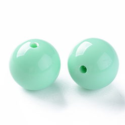 Aigue-marine Perles acryliques opaques, ronde, aigue-marine, 20x19mm, Trou: 3mm, environ111 pcs / 500 g