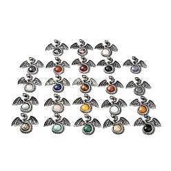 Mixed Stone Natural & Synthetic Mixed Gemstone Big Pendants, Dragon Charms, with Rack Plating Antique Silver Tone Alloy Findings, Cadmium Free & Lead Free, Mixed Dyed and Undyed, 49x56x12mm, Hole: 6~6.5mm