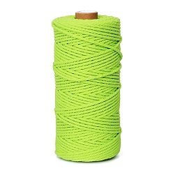 Green Yellow 100M Round Cotton Braided Cord, for DIY Handmade Tassel Embroidery Craft, Green Yellow, 3mm, about 109.36 Yards(100m)/Roll