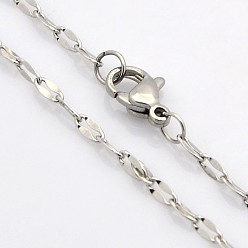 Stainless Steel Color 304 Stainless Steel Dapped Cable Chain Necklaces for Men, Stainless Steel Color, 17.7 inch(45cm)