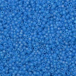(163BF) Transparent AB Frost Dark Aquamarine TOHO Round Seed Beads, Japanese Seed Beads, (163BF) Transparent AB Frost Dark Aquamarine, 8/0, 3mm, Hole: 1mm, about 1110pcs/50g