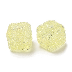 Champagne Yellow Resin Beads, with Rhinestone, Drusy Cube, Champagne Yellow, 16x16x16mm, Hole: 3.6mm