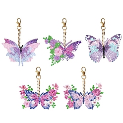 Mixed Color Butterfly DIY Pendant Decoration Kits, Including Resin Rhinestones Bag, Diamond Sticky Pen, Tray Plate and Glue Clay and Metal Findings, Mixed Color, Pendant: 50x70mm