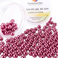 Dark Red Pearlized Glass Pearl Round Beads, Dyed, Dark Red, 8mm, Hole: 0.7~1.1mm, about 200pcs/box