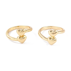 Настоящее золото 18K Латунь манжеты кольца, открытые кольца, долговечный, сердце, реальный 18 k позолоченный, 2.5~13.5 мм, внутренний диаметр: 18 мм