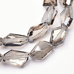 Gris Clair Nacrés rangées de perles de verre plaqué, polygone facettes, gris clair, 18x13x7mm, Trou: 1mm, Environ 40 pcs/chapelet, 27.5 pouce