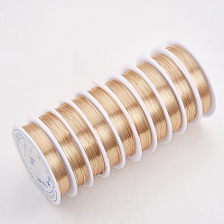 Light Gold Alambre de joyería de cobre redondo, larga duración plateado, la luz de oro, 26 calibre, 0.4 mm, aproximadamente 32.8 pies (10 m) / rollo