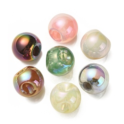 Couleur Mélangete Placage uv perles acryliques irisées arc-en-ciel, ronde, couleur mixte, 18.5mm, Trou: 4mm