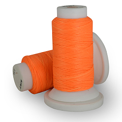 Orange Red Flat Waxed Polyester Cord, for Leather Sewing Stitching, Orange Red, 0.8mm, about 54.68 yards(50m)/roll