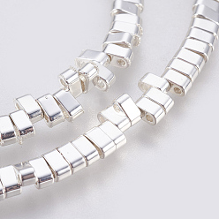 925 Sterling Silver Plated Electroplated Non-magnetic Synthetic Hematite Multi-Strand Links Strands, Grade AA, Rectangle, Long-Lasting Plated, 925 Sterling Silver Plated, 4.5x2x2.5mm, Hole: 1mm, about 181pcs/strand, 16.29 inch(41.4cm)