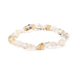 Apatite Bracelet extensible de perles de pépites d'apatite jaune naturel pour elle, diamètre intérieur: 2 pouce (5.2~5.6 cm)