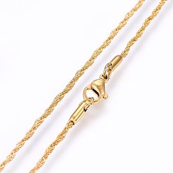 Golden 304 Stainless Steel Rope Chain Necklaces, with Lobster Claw Clasps, Golden, 17.7 inch(45cm), 1.5mm