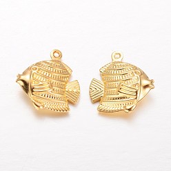 Golden Fish Brass Pendants, Golden, 17x17x5mm, Hole: 1mm