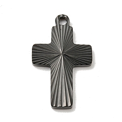 Noir Placage ionique (ip) 304 pendentifs en acier inoxydable, breloque croix, noir, 22x13x1.9mm, Trou: 1.6mm