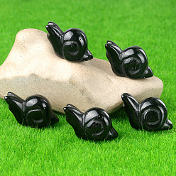 Obsidian Natural Obsidian Carved Healing Snail Figurines, Reiki Energy Stone Display Decorations, 18x24~28x14mm