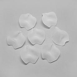 Clear Transparent Acrylic Pendants, Frosted, Petal, Clear, 26x24x1mm, Hole: 1.5mm, about 600pcs/500g