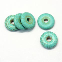Turquoise Synthetic Turquoise Gemstone Pendants, Donut/Pi Disc, Dyed , Turquoise, Donut Width: 7.5mm, 20x4~4.5mm, Hole: 5mm