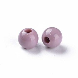 Brun Rosé  Perles acryliques opaques, ronde, brun rosé, 11.5x10.5mm, Trou: 4mm, environ566 pcs / 500 g