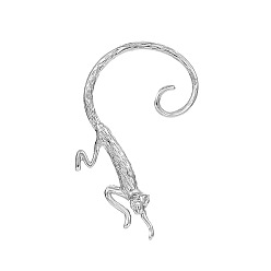 Platino Aretes de aleación de leopardo, Pendientes envolventes de escalador gótico para oreja no perforante, Platino, 59 mm