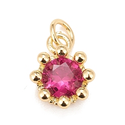 Cerise Brass Inlaid Clear Cubic Zirconia Charms, Real 18K Gold Plated, Lead Free & Cadmium Free, Crown, Cerise, 11.5x9.5x6mm, Hole: 3mm