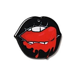 Lip Акриловые подвески с принтом на хэллоуин, губы, 31x34x2 мм, отверстие : 1.8 мм