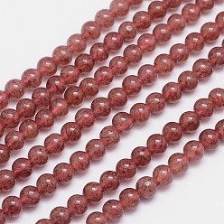Quartz Fraise Quartz naturel de fraise brins de perles rondes, AA grade, 8mm, Trou: 1mm, Environ 50 pcs/chapelet, 15.5 pouce