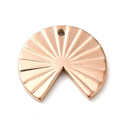 Rose Gold Ion Plating(IP) 304 Stainless Steel Pendants, Fan Charm, Rose Gold, 18x20x2mm, Hole: 1.3mm