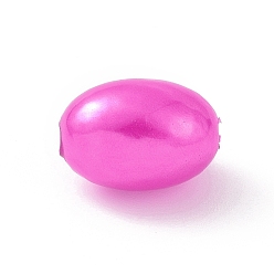 Magenta Perles de nacre en plastique ABS, ovale, magenta, 11x7.5mm, Trou: 1.6mm, environ1724 pcs / 500 g
