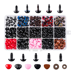 Mixed Color Craft Plastic Doll Eyes & Nose Set, with Donut Plastic Nose Washer, Mixed Shapes, Doll Making Supplies, Mixed Color, Eye & Nose: 376pcs; Washer: 376pcs
