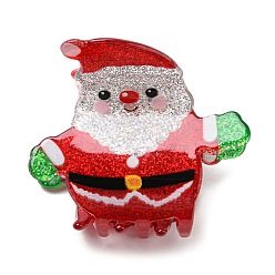 Santa Claus Pinzas para el cabello con garra acrílica con purpurina y tema navideño, con fornituras de hierro, accesorio para el cabello para niñas, santa claus, 44x53x43.5 mm