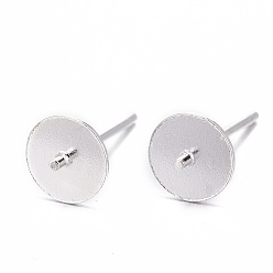 Silver 925 Sterling Silver Ear Stud Findings, Earring Posts with 925 Stamp, Silver, 13mm, Tray: 6mm, Pin: 0.7mm and 0.8mm