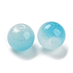Bleu Ciel Foncé Perles de verre de peinture par pulvérisation bicolore, imitation verre de jade, ronde, bleu profond du ciel, 10mm, Trou: 1.8mm, 200 pcs /sachet 
