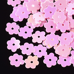 Бледно-Розовый Аксессуары для орнаментов, пластиковые пайетки / блестки из пвх, цветок, розовый жемчуг, 6x7~7.5x0.4 мм, Отверстие : 1 мм , около 35000 шт / 500 г