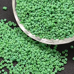 Dark Sea Green 12/0 Round Glass Seed Beads, Grade A, Frosted, Opaque Colours, Dark Sea Green, 1.8~2.0mm, Hole: 0.8mm, about 28000pcs/pound