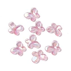 Pink Abalorios de acrílico transparentes, color de ab, mariposa, rosa, 13x17x3.7 mm, agujero: 1.4 mm