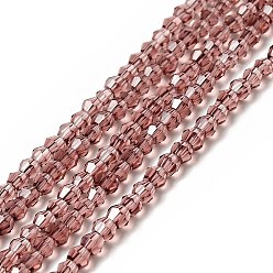 Rose Vieux Imitation cristal autrichien 5301 perles bicône, Perles en verre à facettes, vieux rose, 3x3~3.5mm, Trou: 0.5mm, Environ 125~130 pcs/chapelet, 15.5 pouce